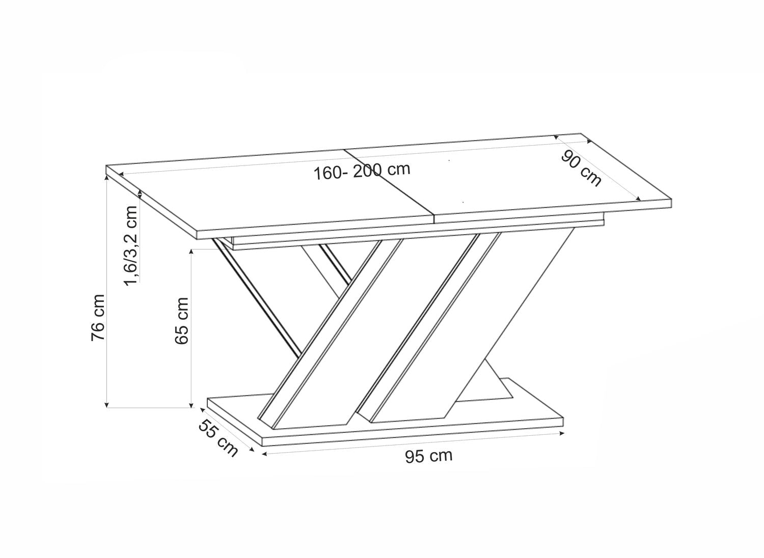 Galds Brans 160/90/77 cm kremonas ozols/kašmirs - N1 Home