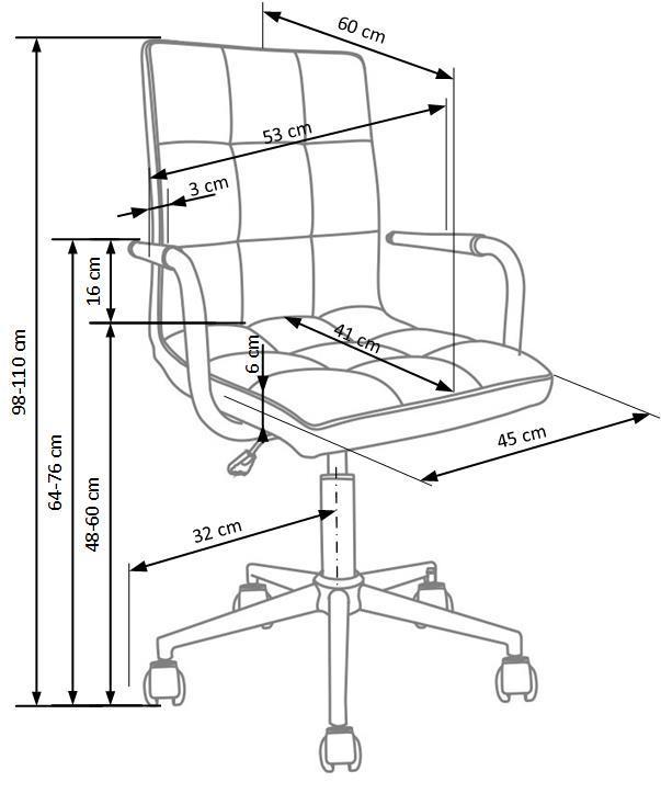 Krēsls Gozo 93-105/53/60/48-60 cm tumši pelēks - N1 Home