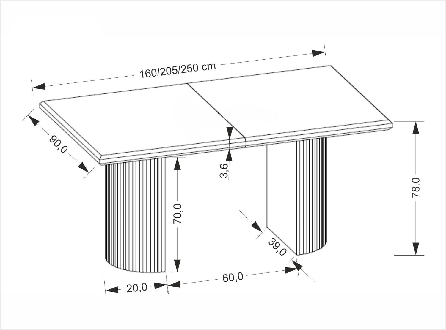 Galds Boler 160/90/78 cm melns - N1 Home