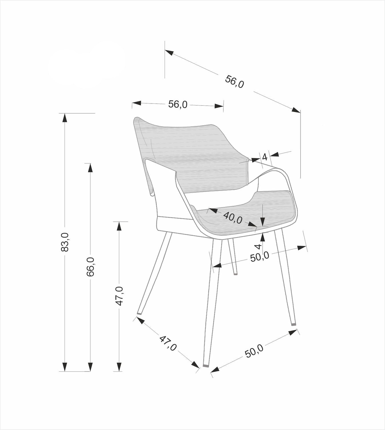 Krēsls Gora  56/55/83/47 cm valrieksts/melns - N1 Home