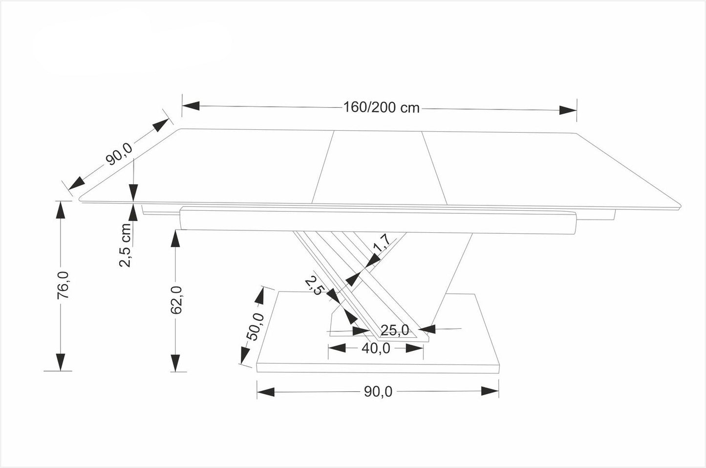Galds Volans 160/90/67 cm melns marmors/ozols