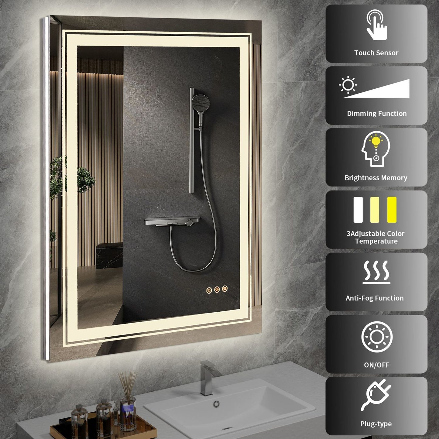 Spogulis Veroja 60/80/3,7 cm