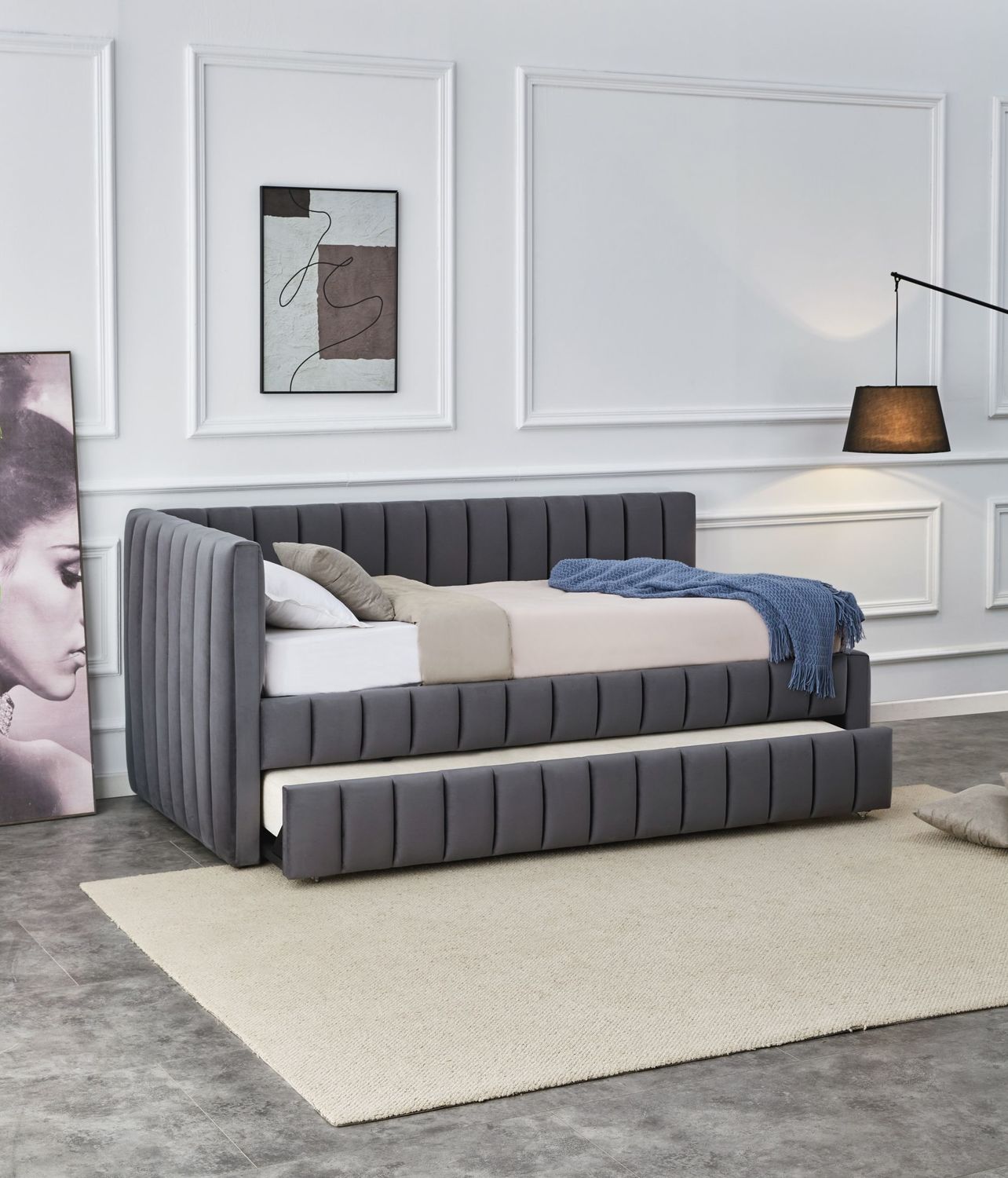 Gulta Deryt 229/105/50 cm pelēks - N1 Home