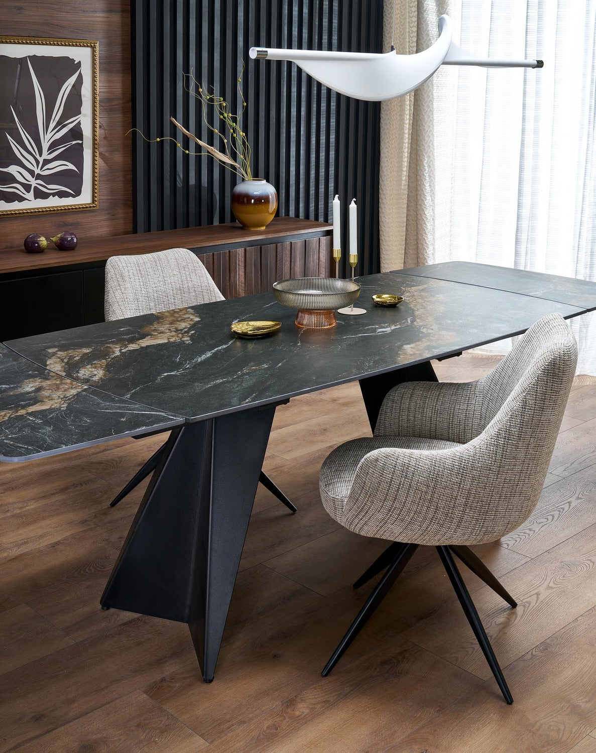 Galds Armini 165/90/77 cm marmors/melns - N1 Home