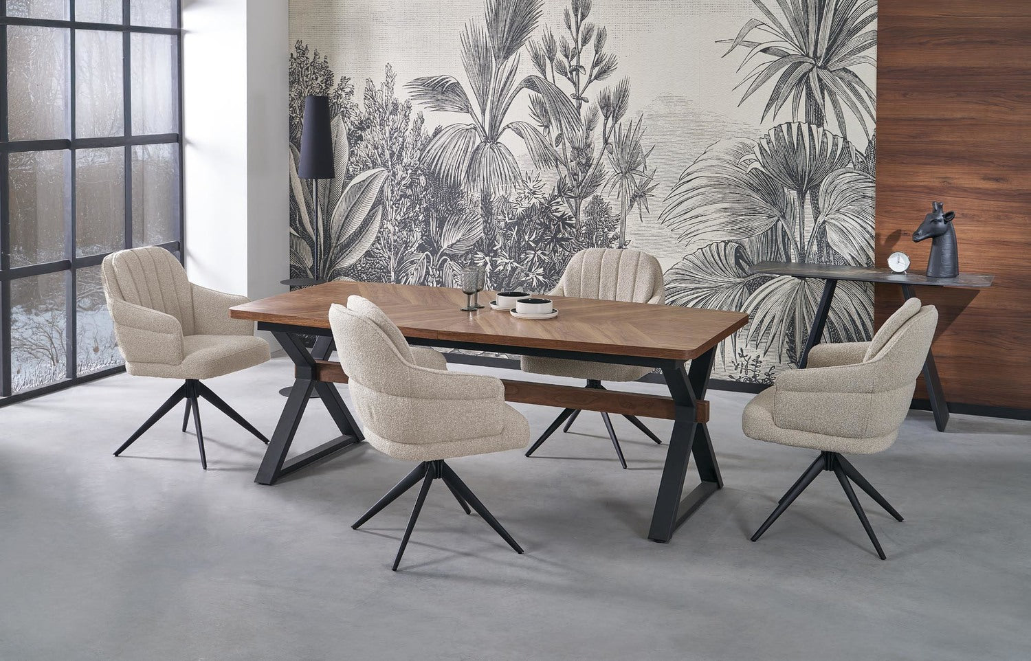 Galds Baros 200/100/75 cm rieksts/melns - N1 Home