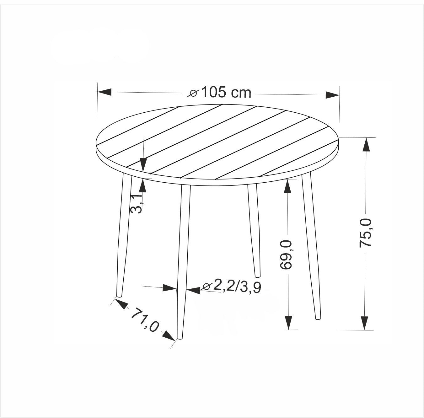 Galds Barro 105/75 cm rieksts/melns - N1 Home