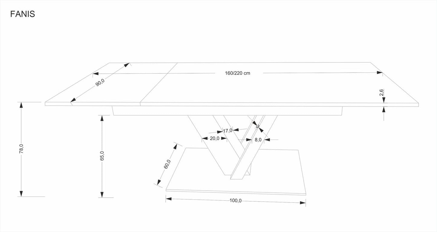 Galds Fani 160/90/78 cm dabīgs/melns - N1 Home