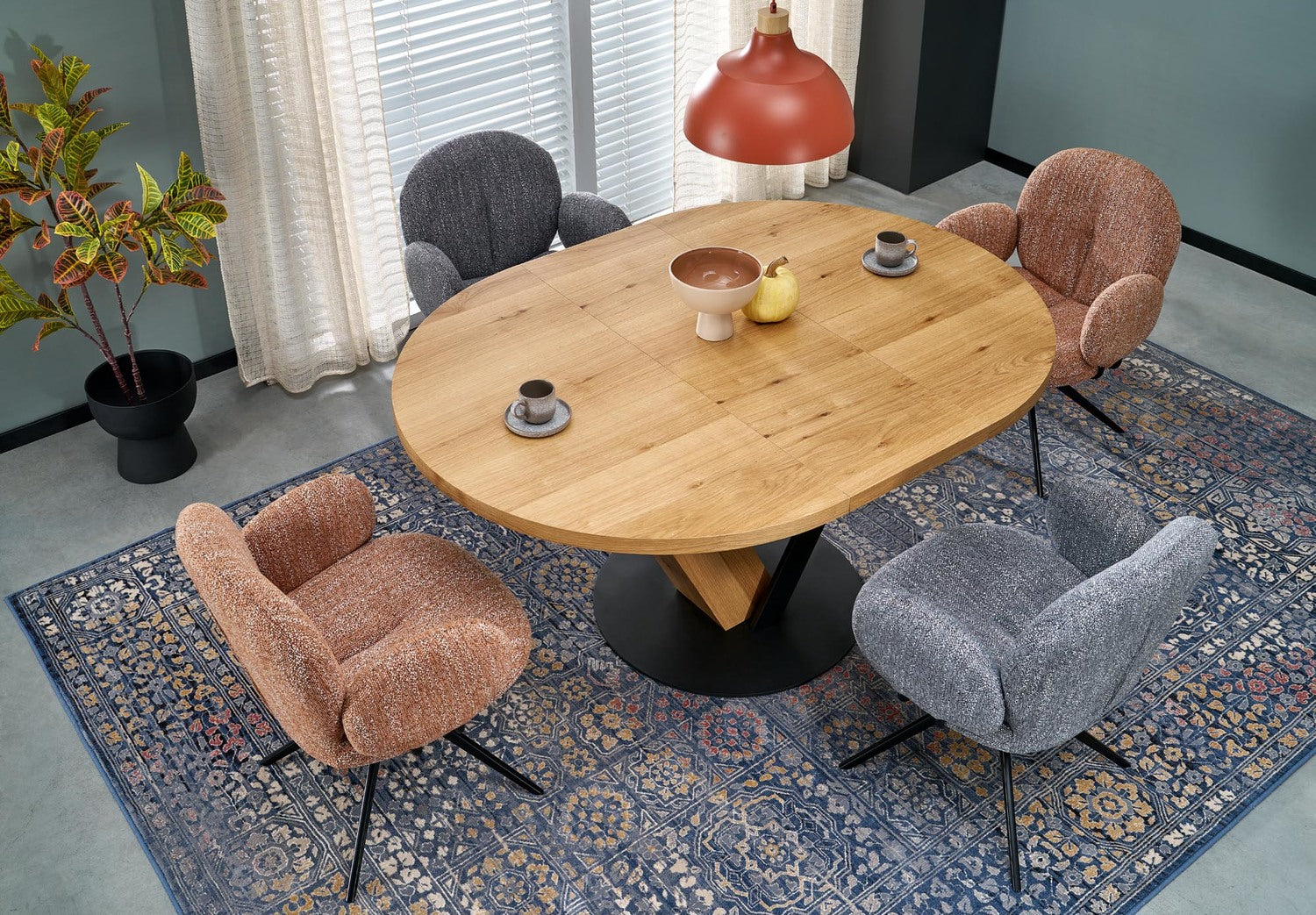 Galds Fani 120/120/78 cm dabīgs/melns - N1 Home