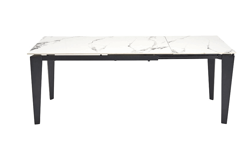 Galds Feix 81/76/141-184 cm balts marmors/melns - N1 Home