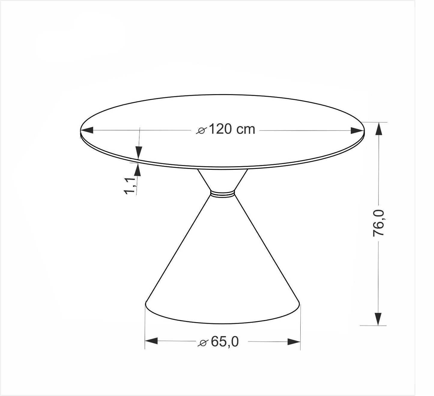 Galds Gars 120/76 cm balts marmors/melns - N1 Home