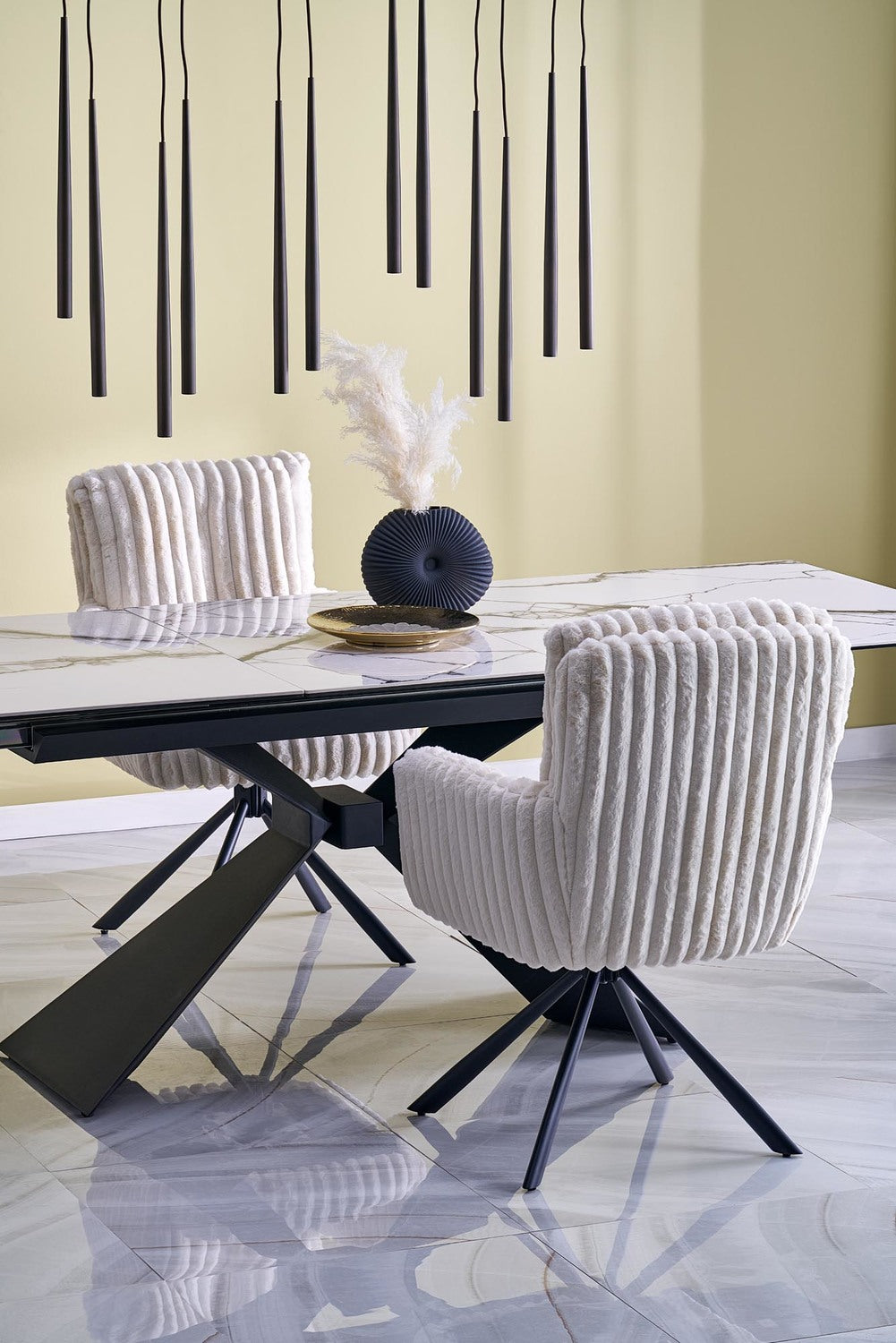 Galds Luciar 180/90/76 cm balts marmors/melns - N1 Home