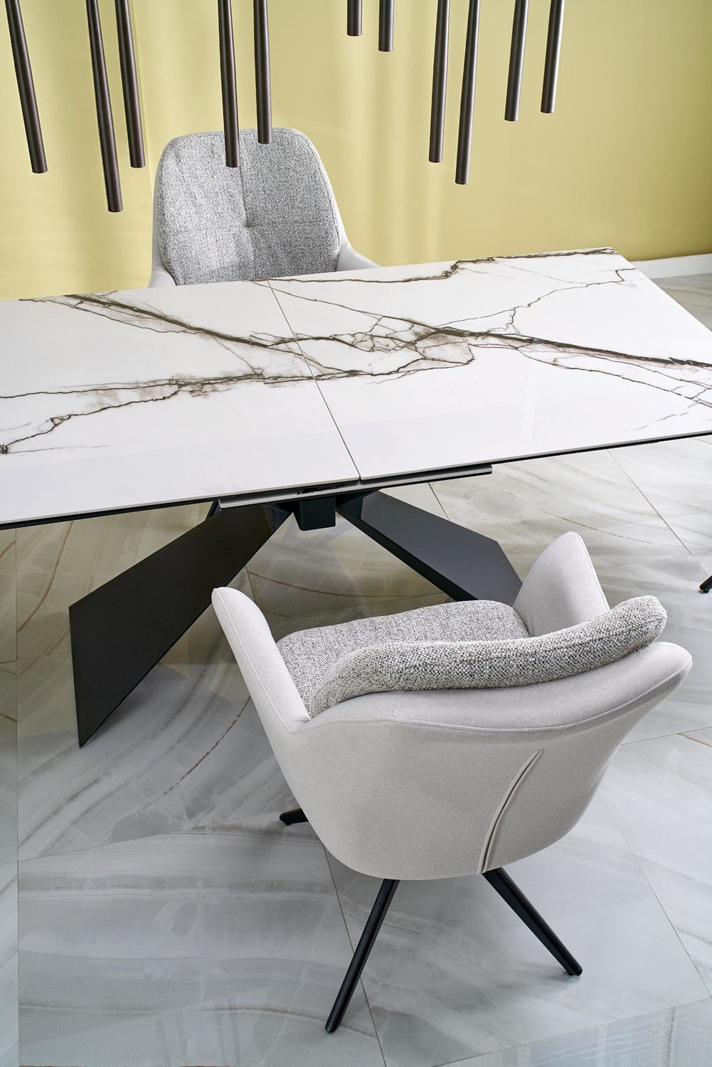 Galds Luciar 180/90/76 cm balts marmors/melns - N1 Home