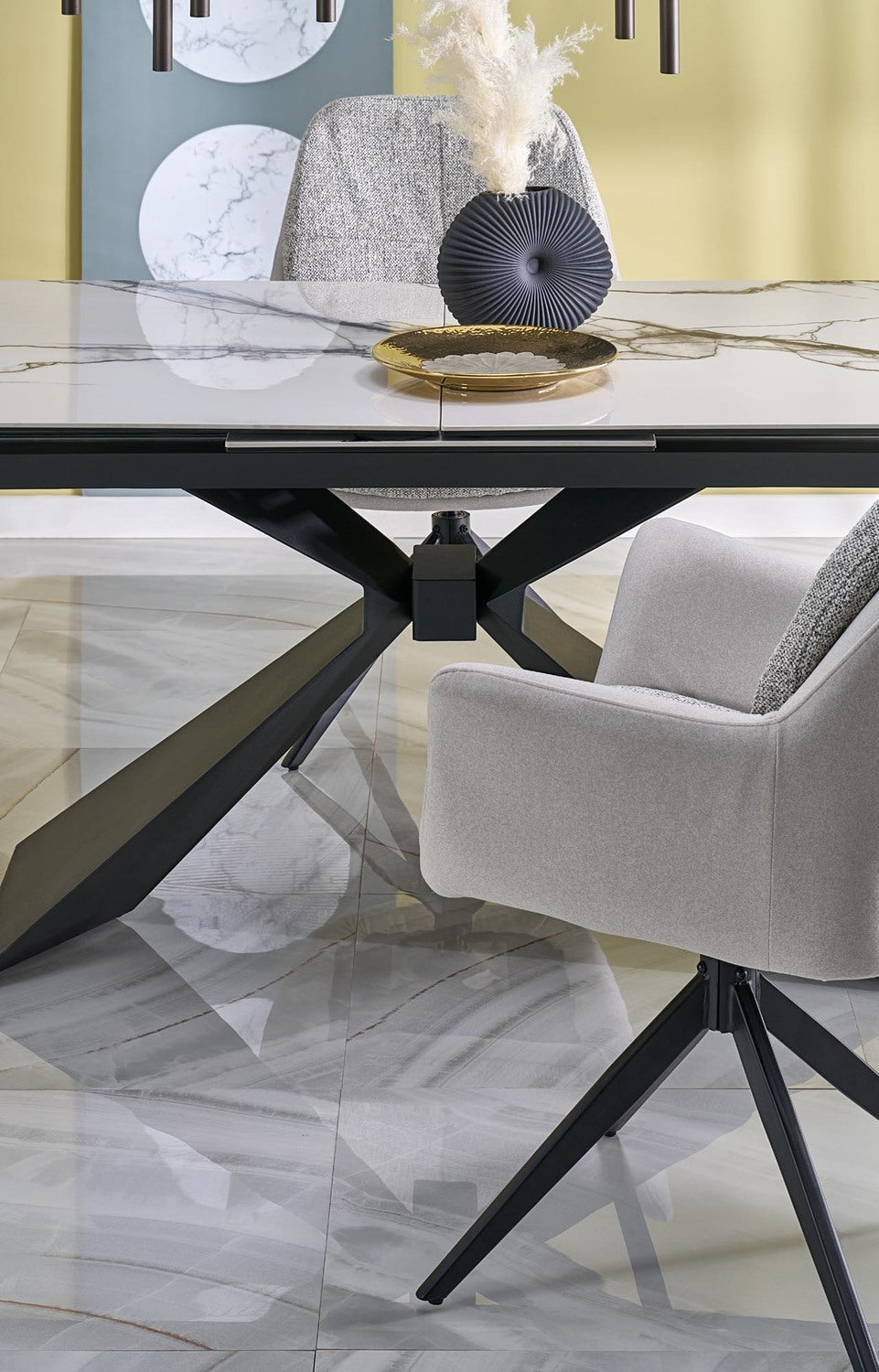 Galds Luciar 180/90/76 cm balts marmors/melns - N1 Home