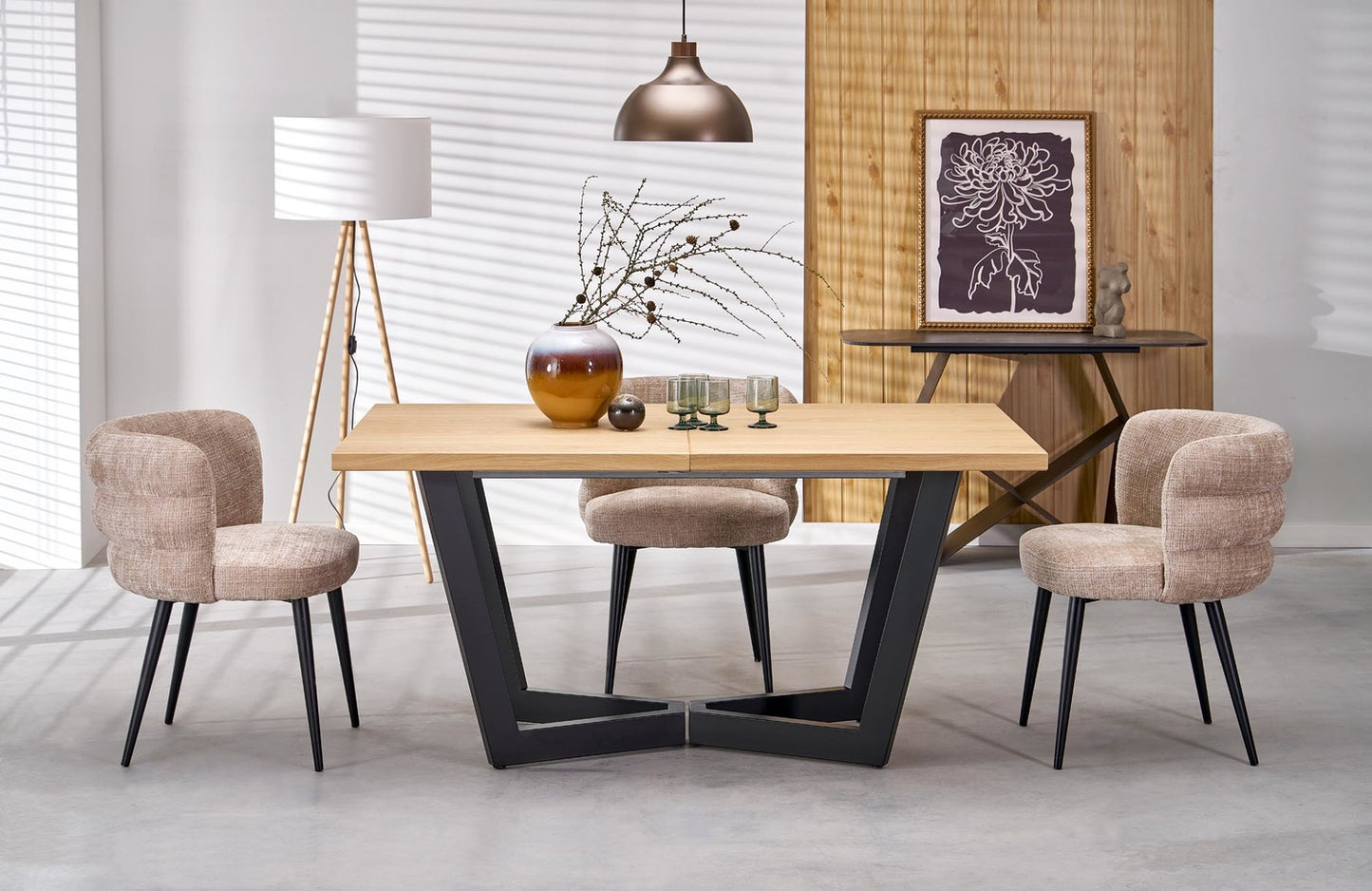 Galds Massi 2 160/90/77 cm ozols/melns - N1 Home