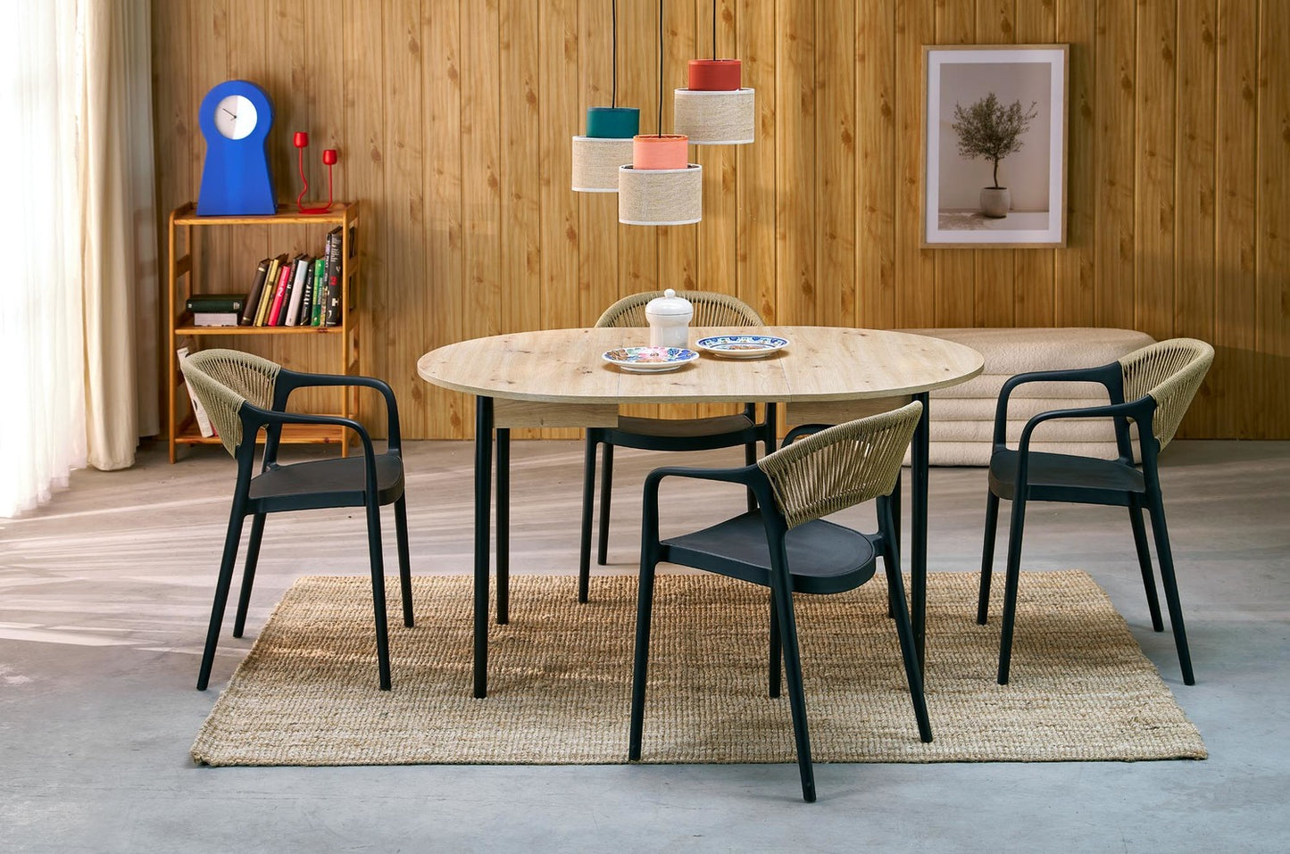 Galds Pivols 102/102/75 cm amatnieciskais ozols/melns - N1 Home