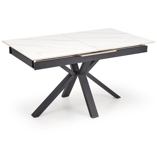 Galds Plats 140/85/76 cm balts marmors/melns - N1 Home