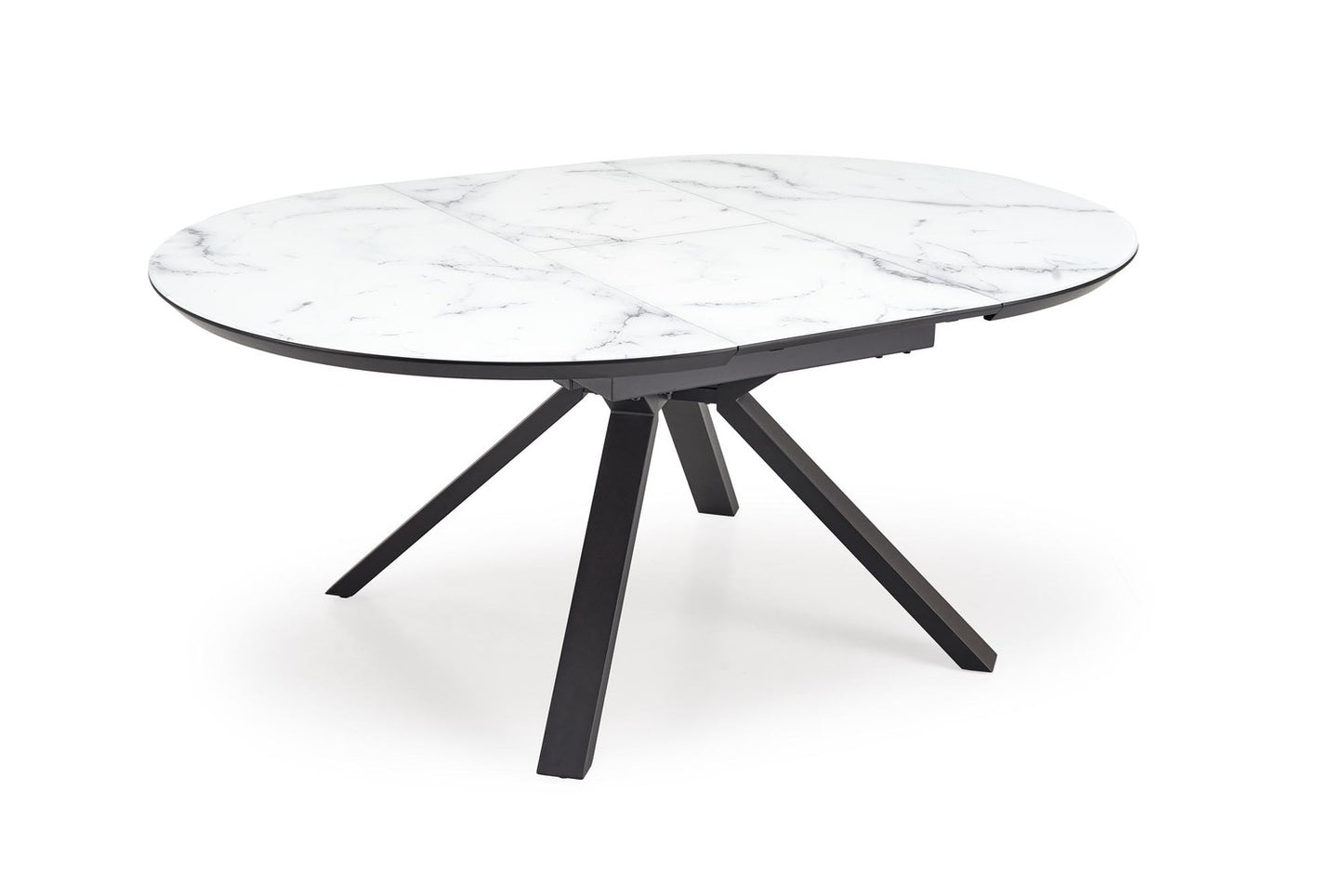 Galds Verti 130/130/76 cm balts marmors/melns - N1 Home