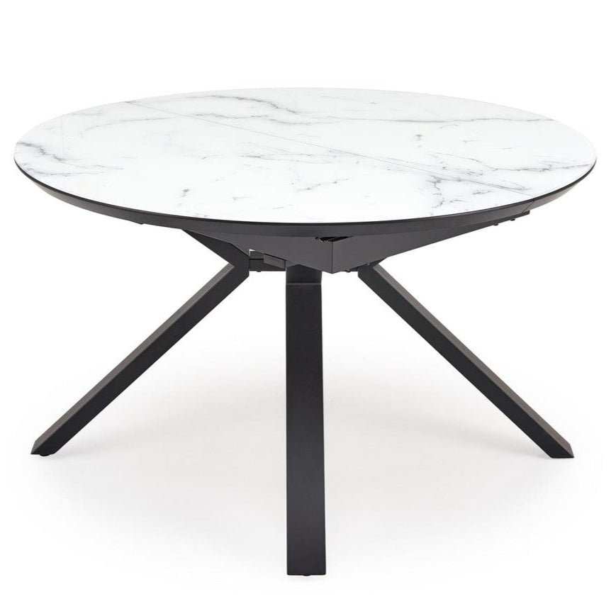 Galds Verti 130/130/76 cm balts marmors/melns - N1 Home