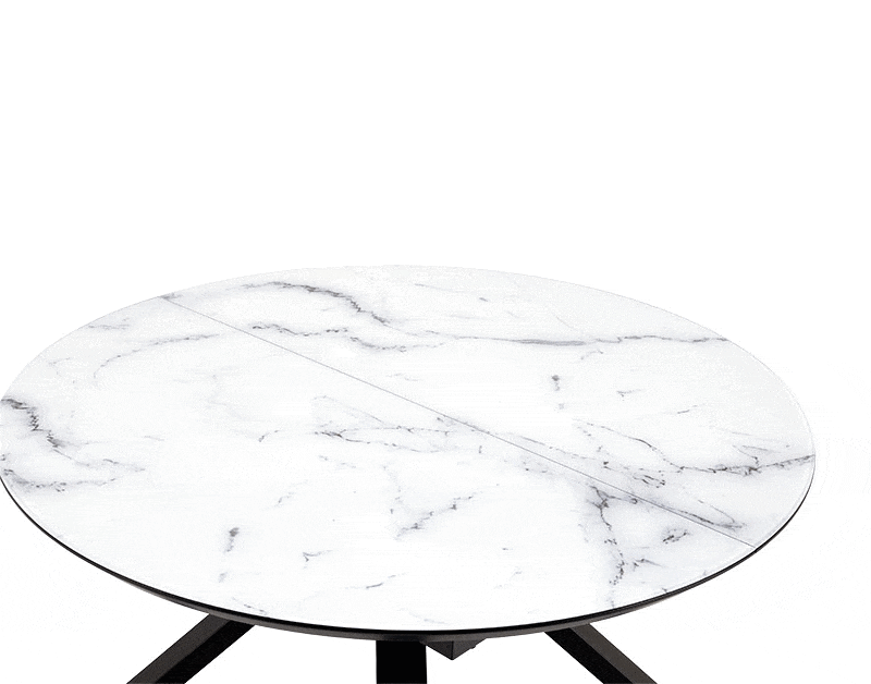 Galds Verti 130/130/76 cm balts marmors/melns - N1 Home