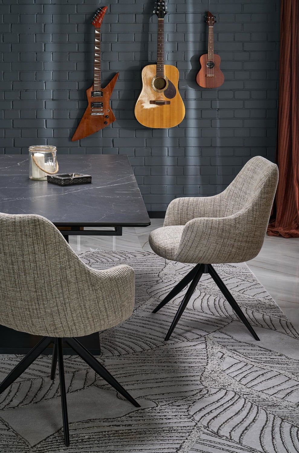 Galds Volans 160/90/67 cm melns marmors/ozols