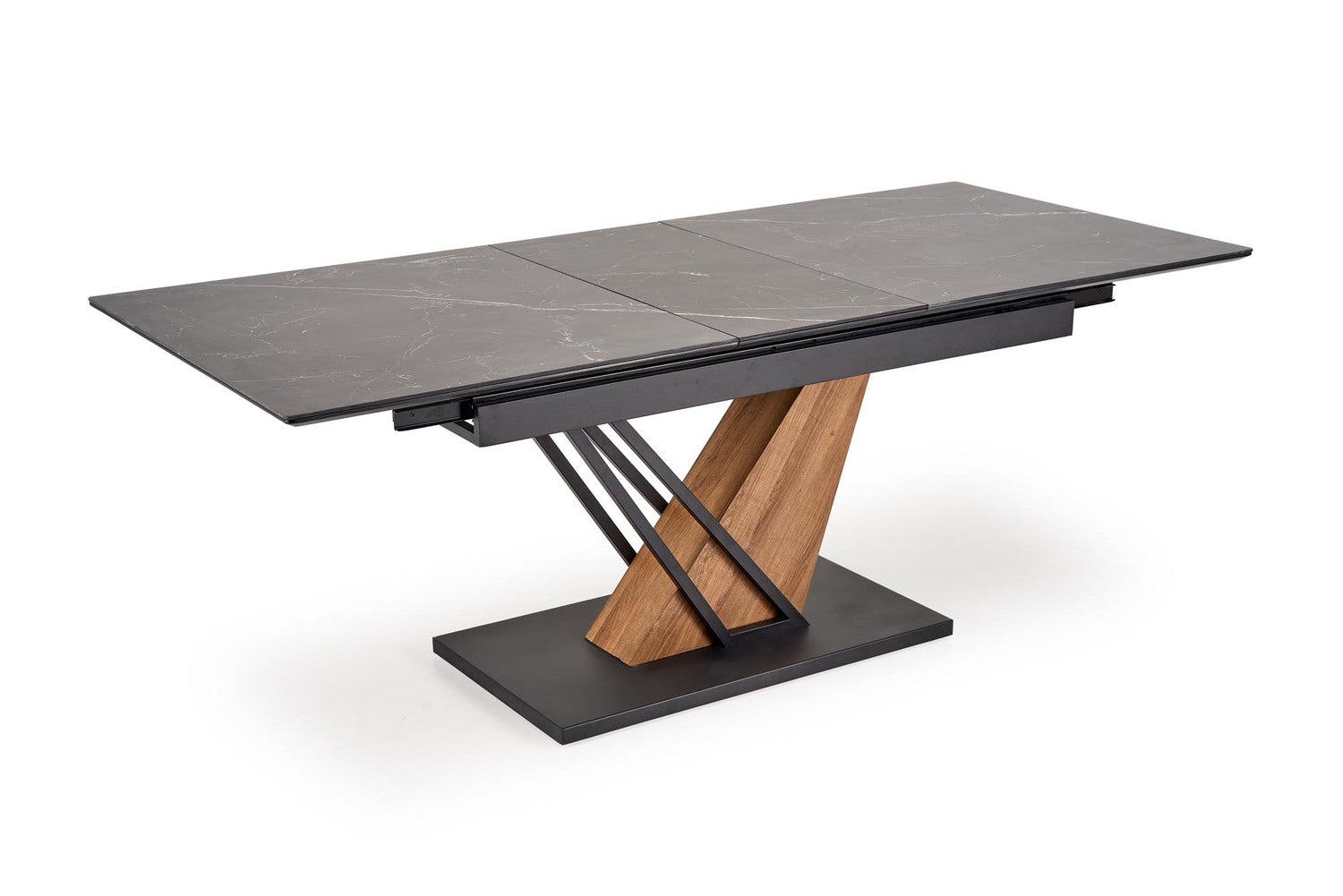 Galds Volans 140; 160/90/67 cm melns marmors/ozols - N1 Home