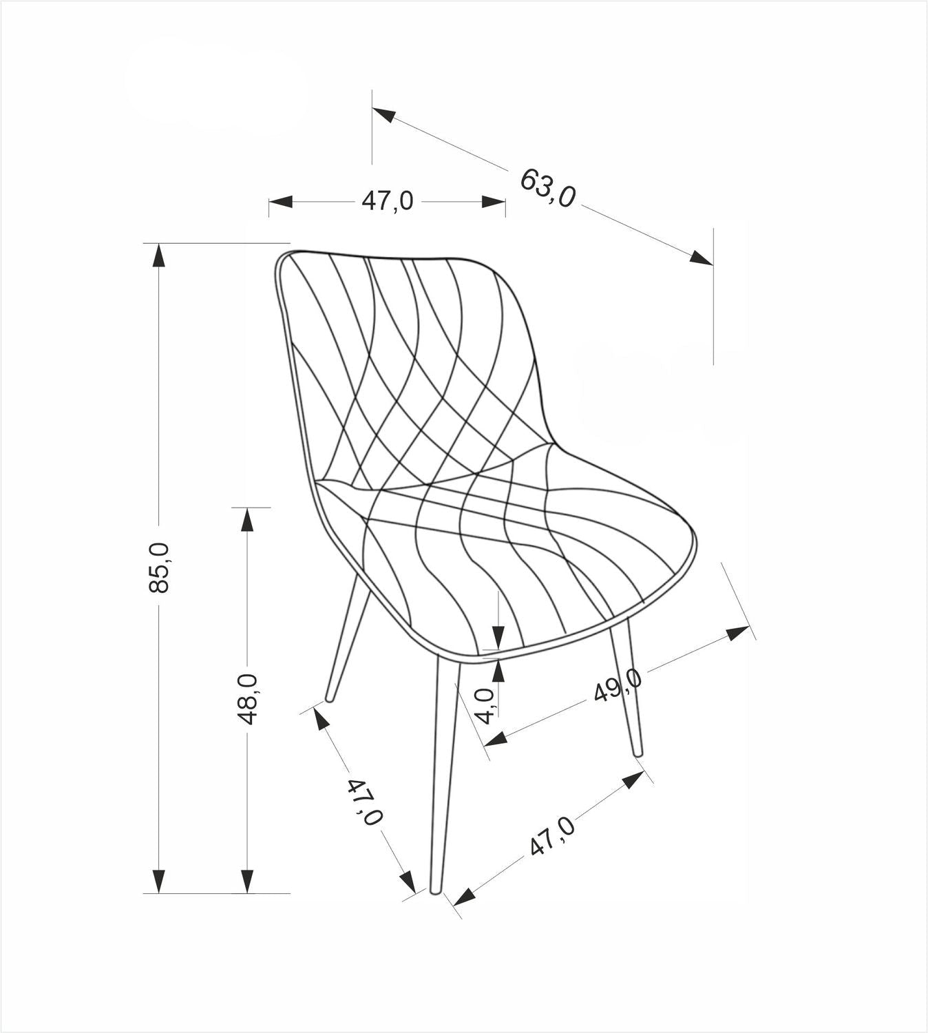 Krēsls Kono 47/63/85/48 cm pelēks - N1 Home