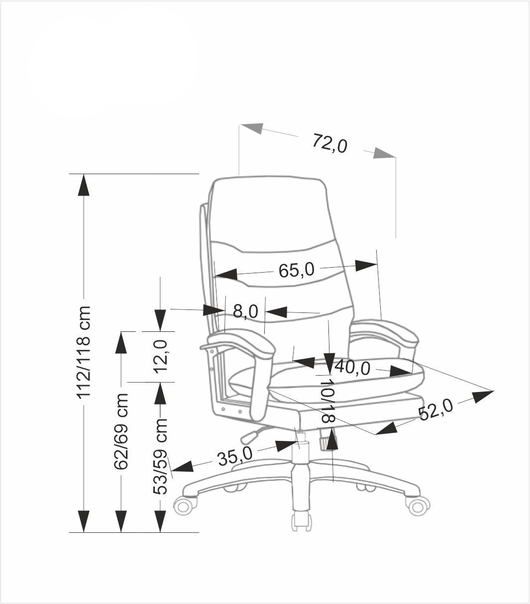 Krēsls Harbi 65/72/112-118/53-59 cm bēšs - N1 Home