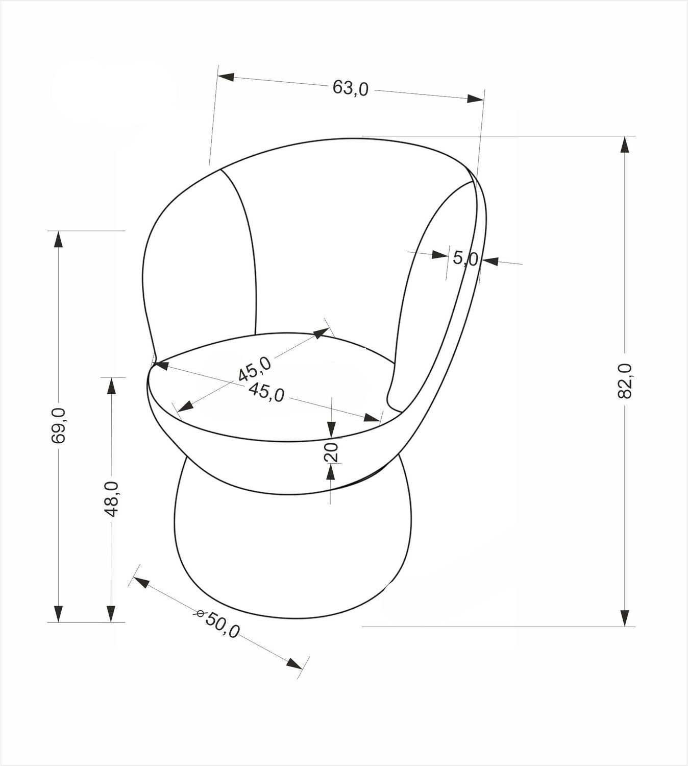 Krēsls Stoms 63/62/82/48 cm brūns - N1 Home