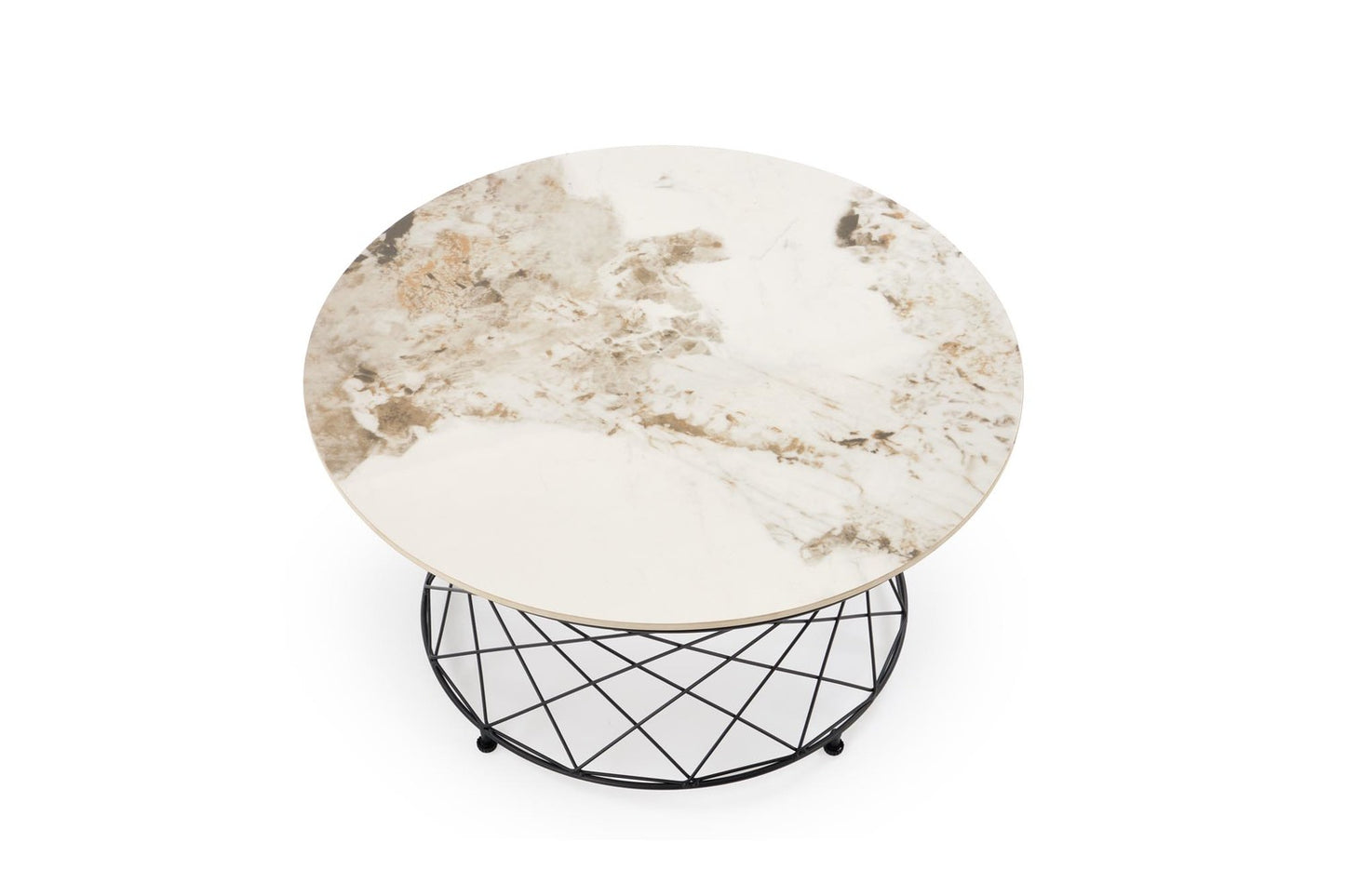 Kafijas galds 80/42 cm bēšs marmors/melns - N1 Home