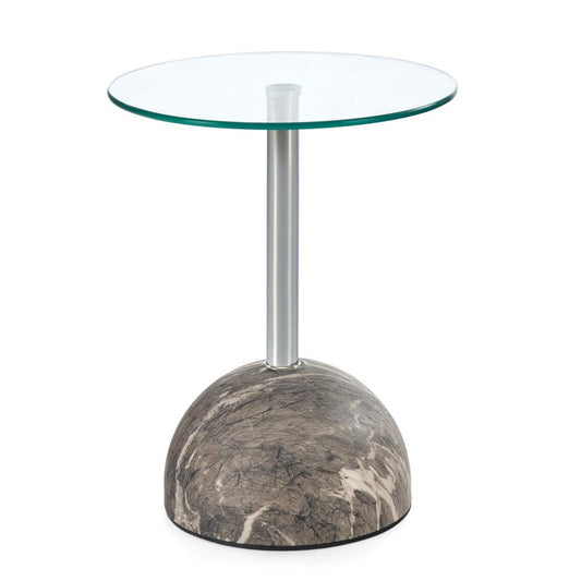 Kafijas galds Arisa 40/51 cm pelēks marmors/caurspīdīgs - N1 Home