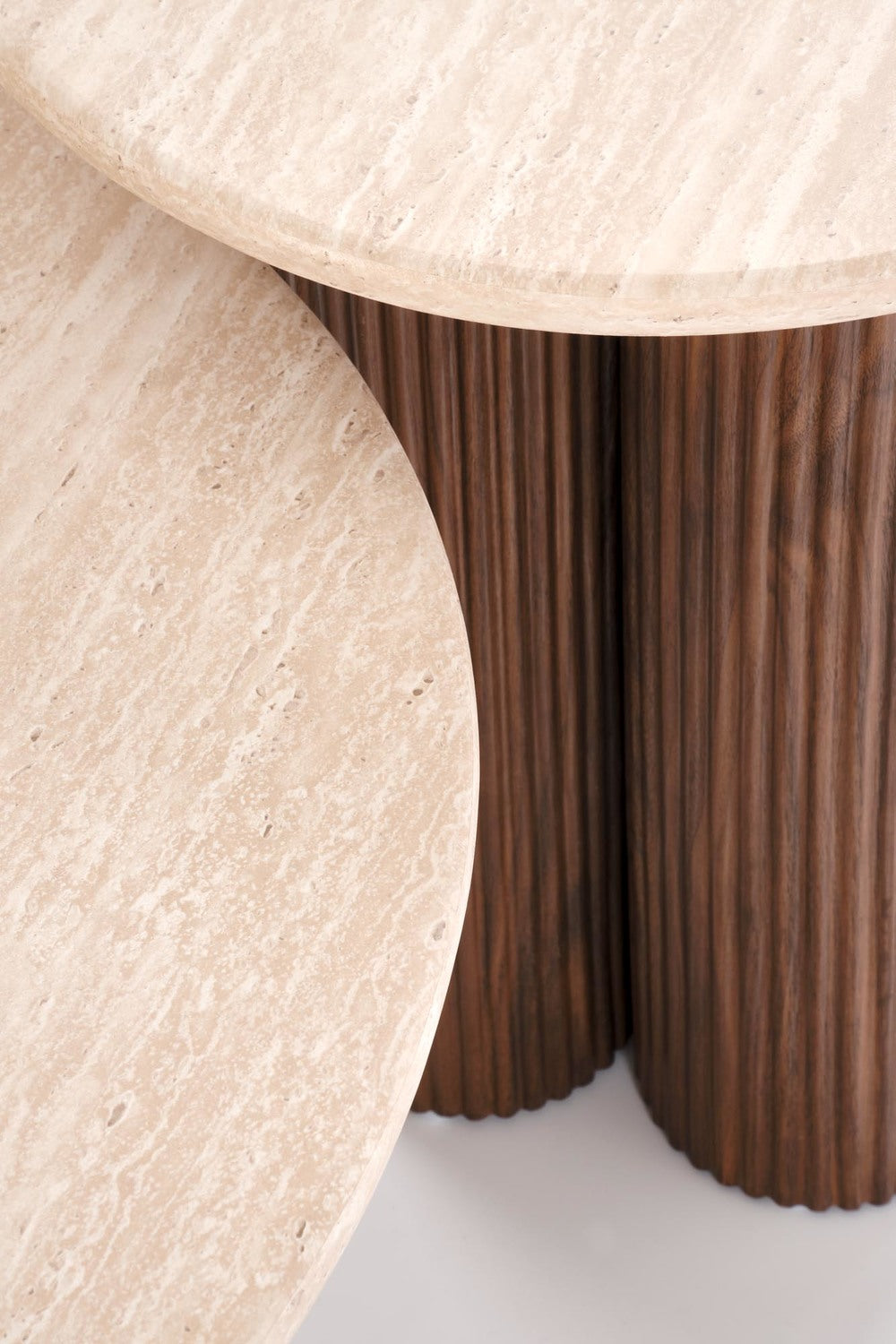 Kafijas galds Dori 50/56; 80/46 cm valrieksts/ travertīns - N1 Home