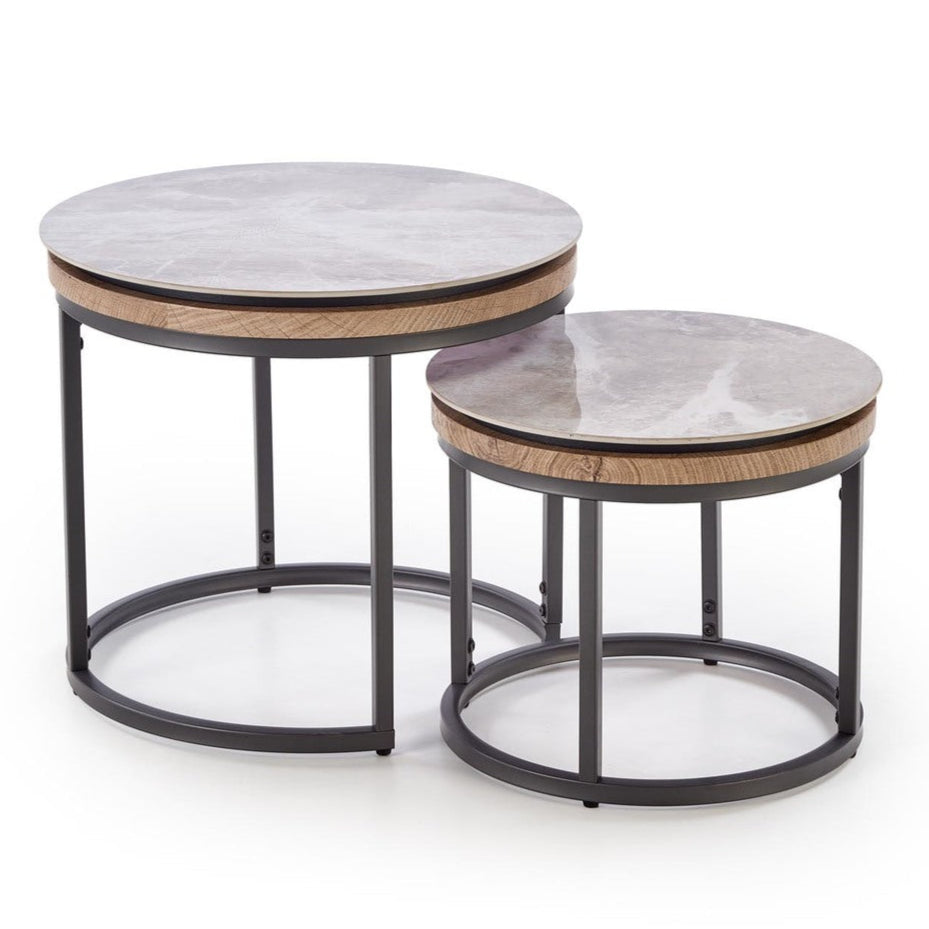 Kafijas galds (2) Itas 54/48 cm un 44/38 cm oša marmors/grafīts - N1 Home