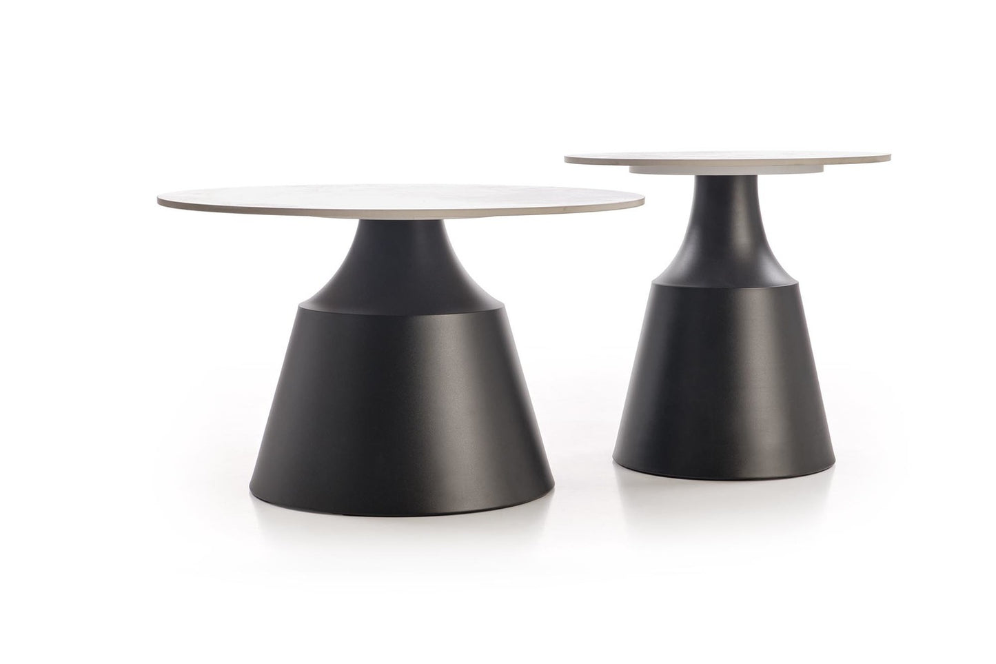 Kafijas galds(2) Magis 70/43 un 50/48 cm balts marmors/melns - N1 Home