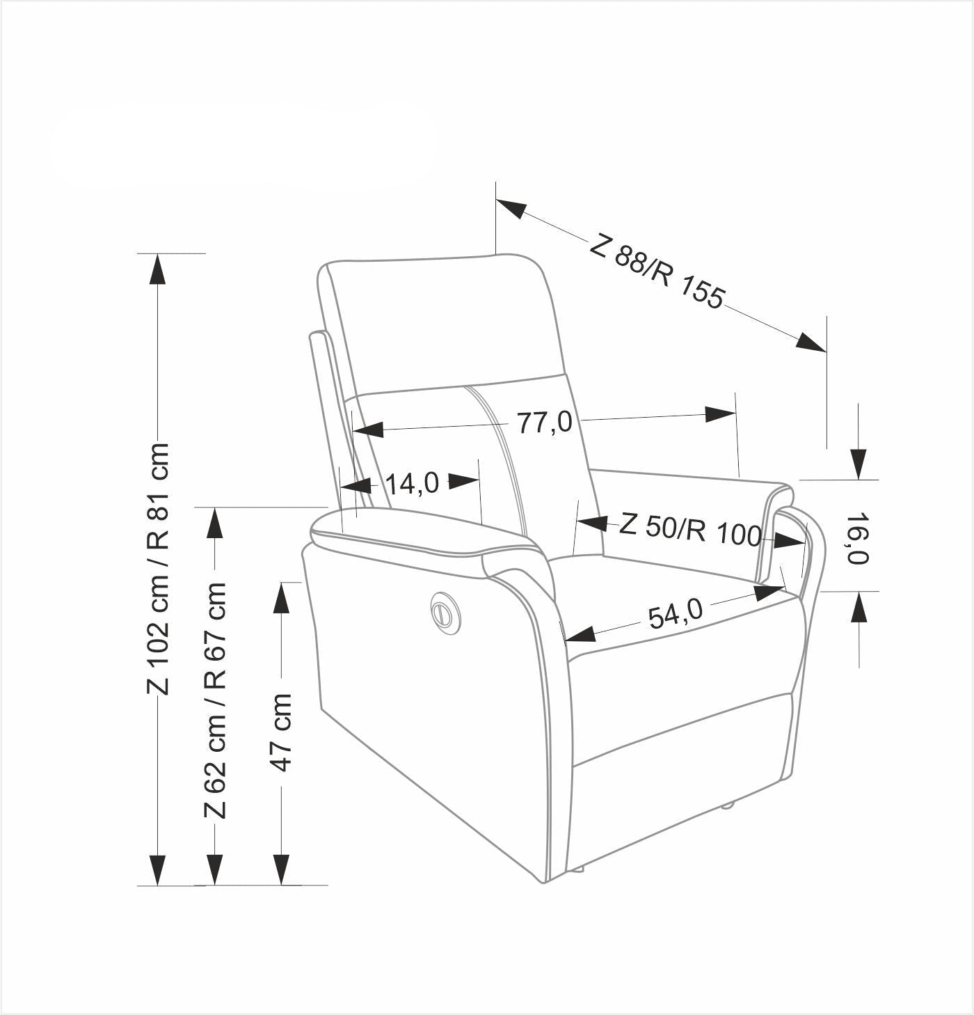 Krēsls Kroks 77/88-155/102-81/47 cm Bluvel 14 - N1 Home