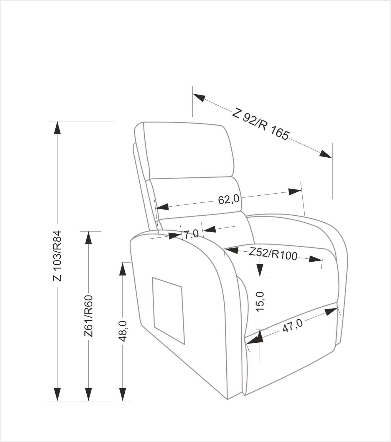Krēsls Maroli 62/92-165/103-84/48 cm Bluvel 14 - N1 Home