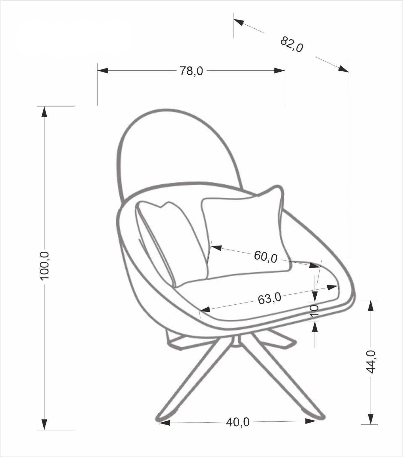 Krēsls Marsi 78/82/100/44 cm kapučīno - N1 Home