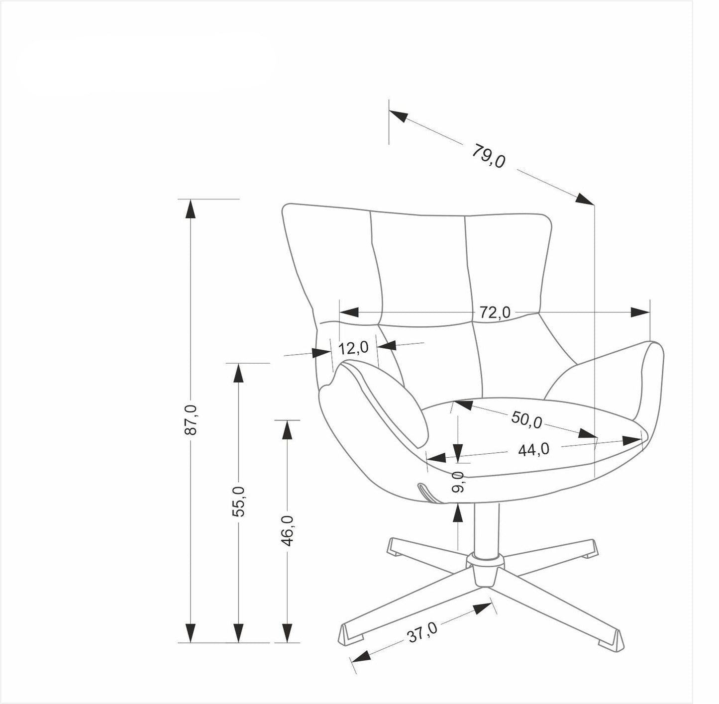 Krēsls Origo 72/79/87/46 cm pelēks