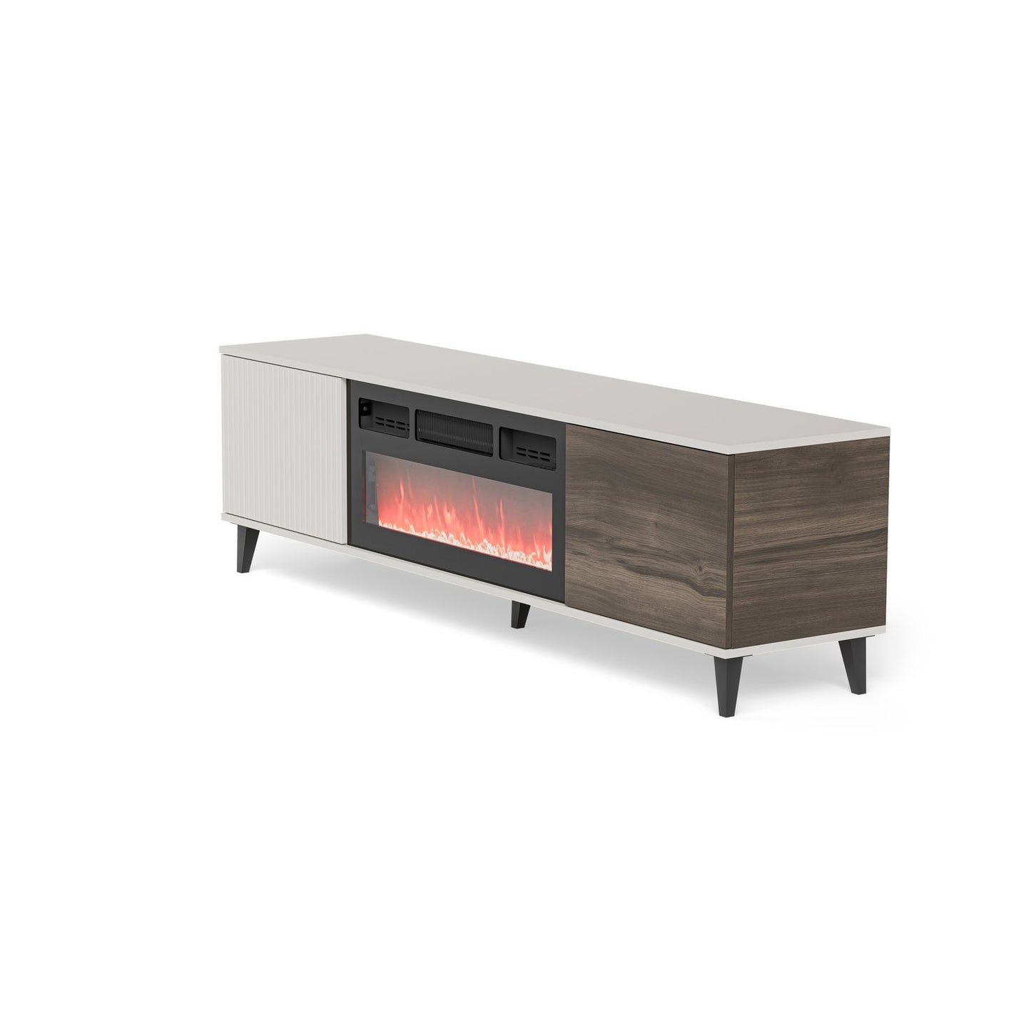 TV galdiņš ar kamīnu Berlin 180/40/52 cm kašmirs/valrieksts