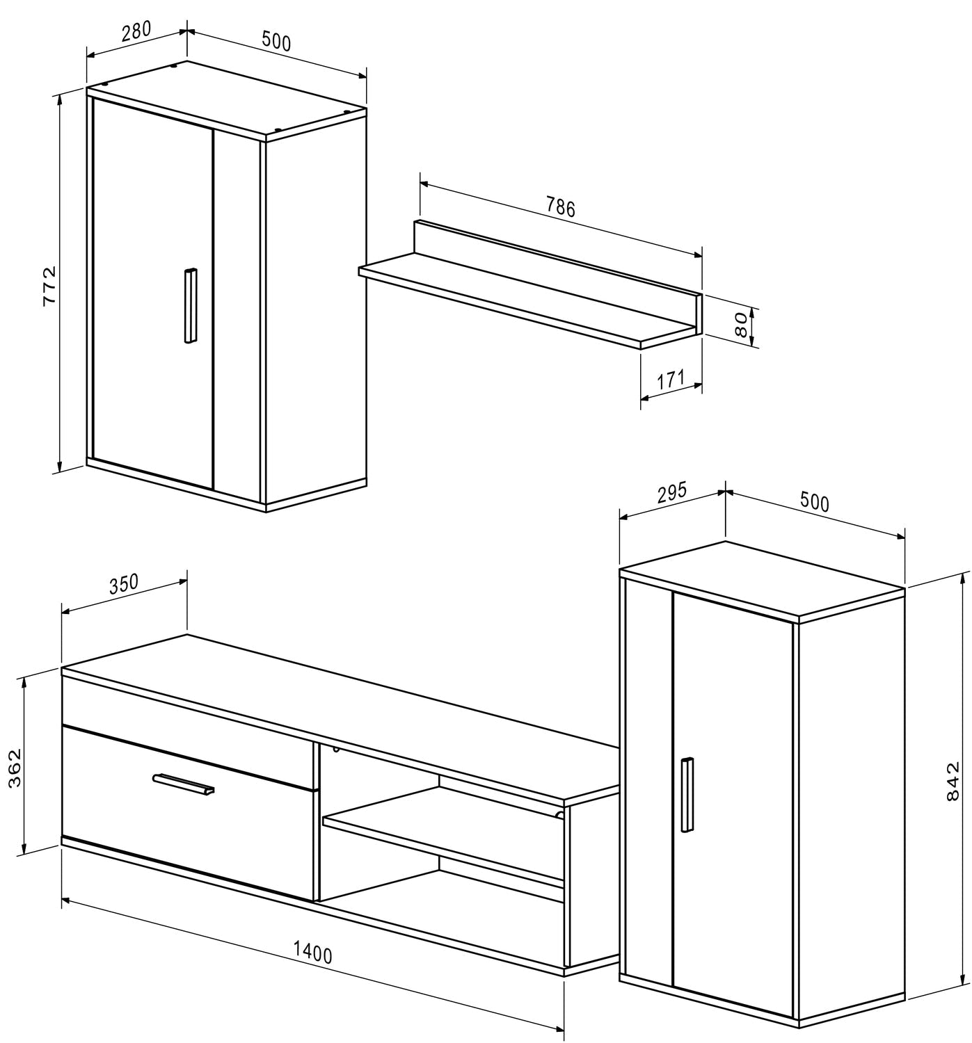 Mēbeļu komplekts Bensi 190 cm Artizan ozols/melns - N1 Home