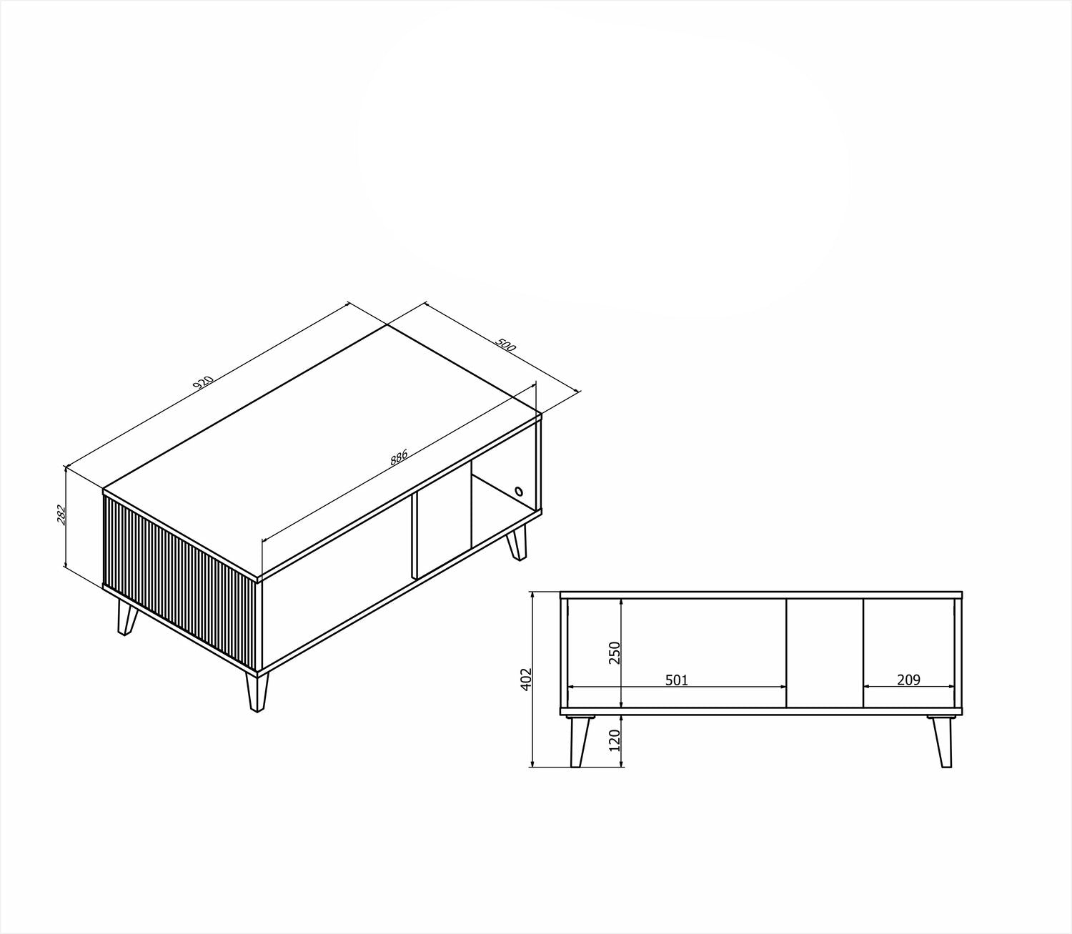 Kafijas galdiņš Berlin 92/50/40 cm Votan ozols/melns - N1 Home