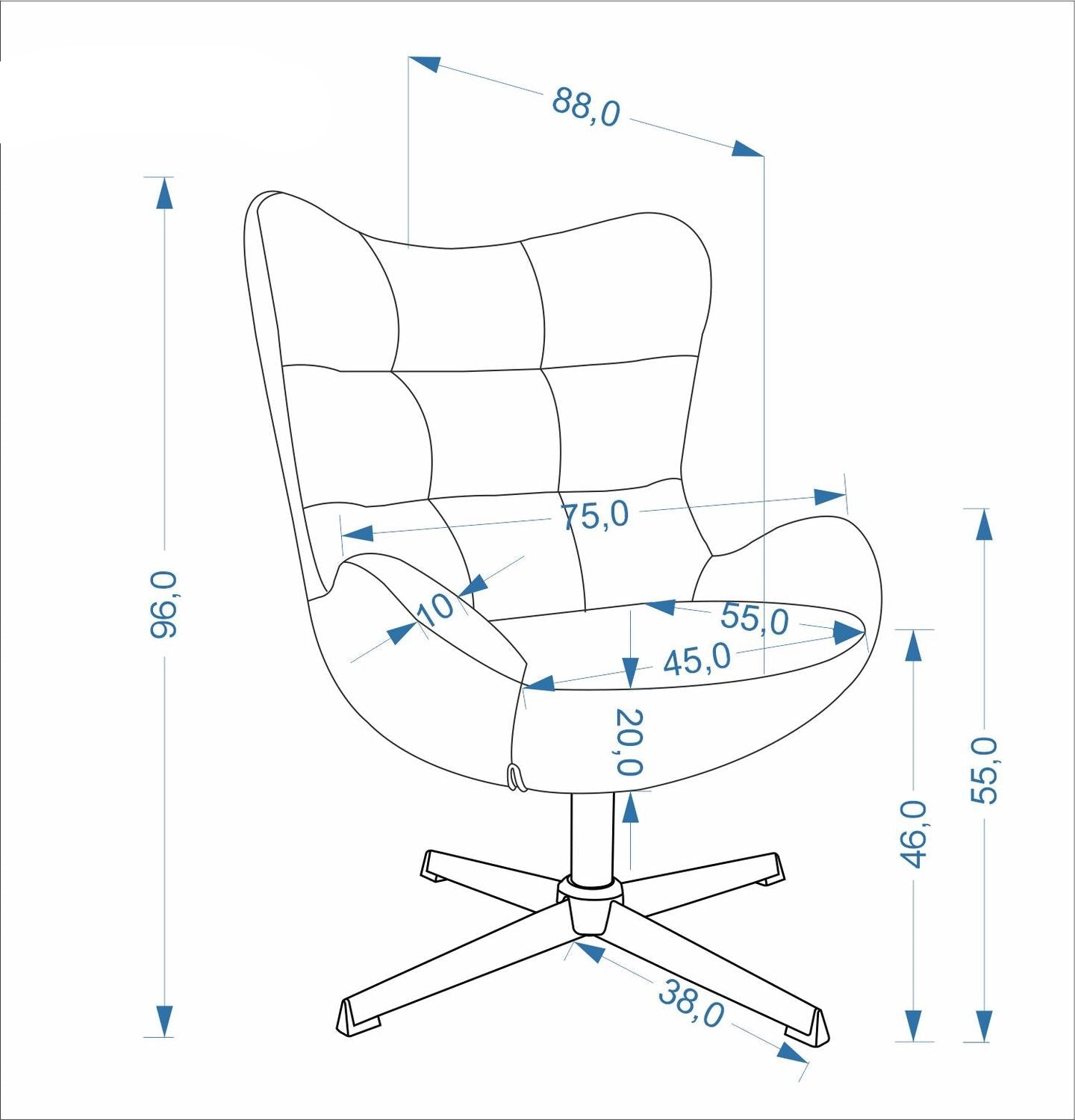 Krēsls Jaks 75/88/96/46 cm Amicasa 09