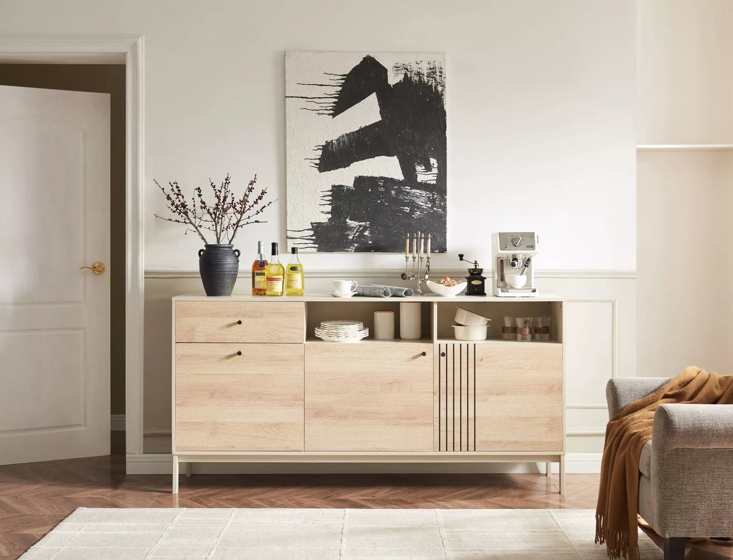 Kumode Frosi 40/180/90 cm ozols/netīri balta - N1 Home