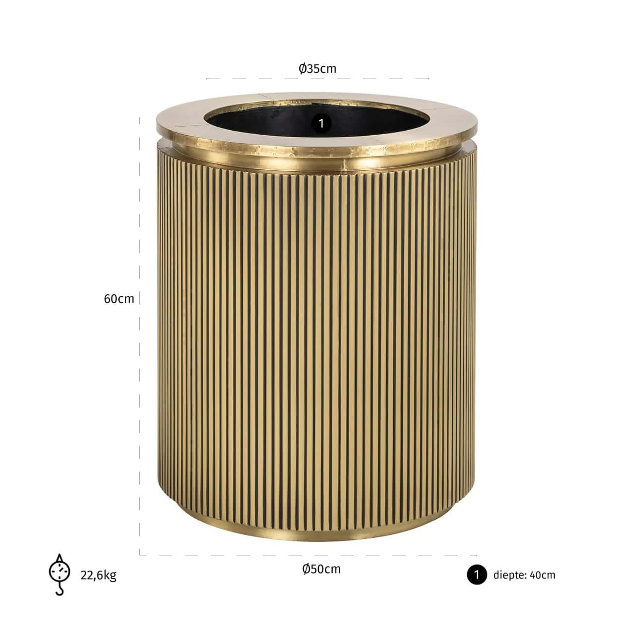 Puķu pods Ironville Richmond Interiors 50/60/50 cm zelts