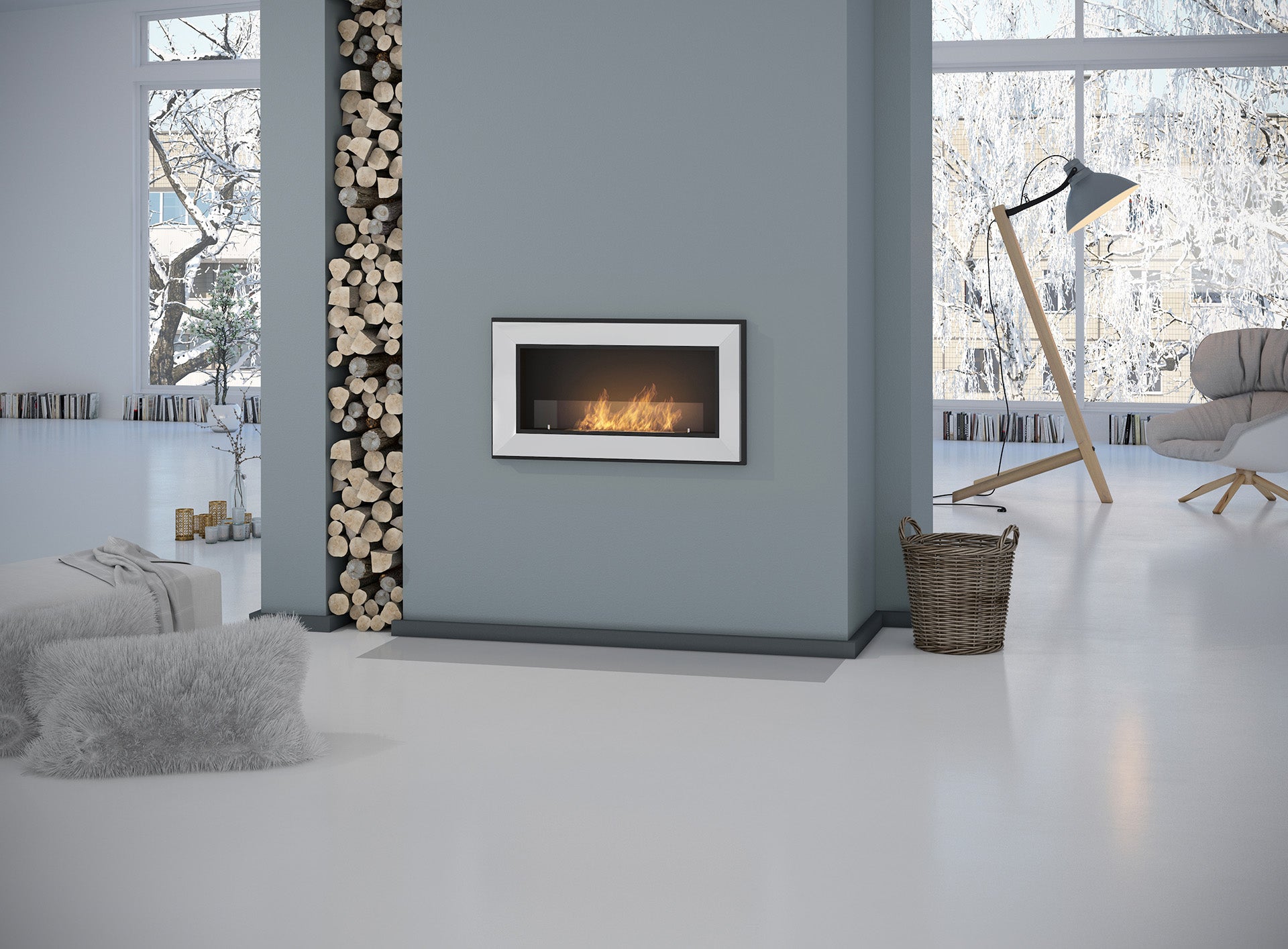 Biokamīns Frams 900 90/49/18 cm balts - N1 Home