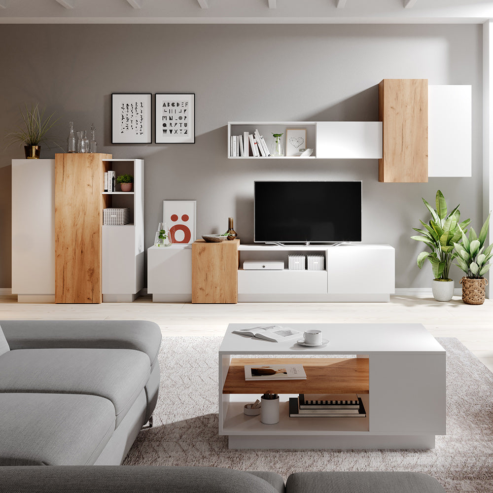 Kafijas galdiņš 3Dot 100/45,5/60 cm balts/ozols - N1 Home