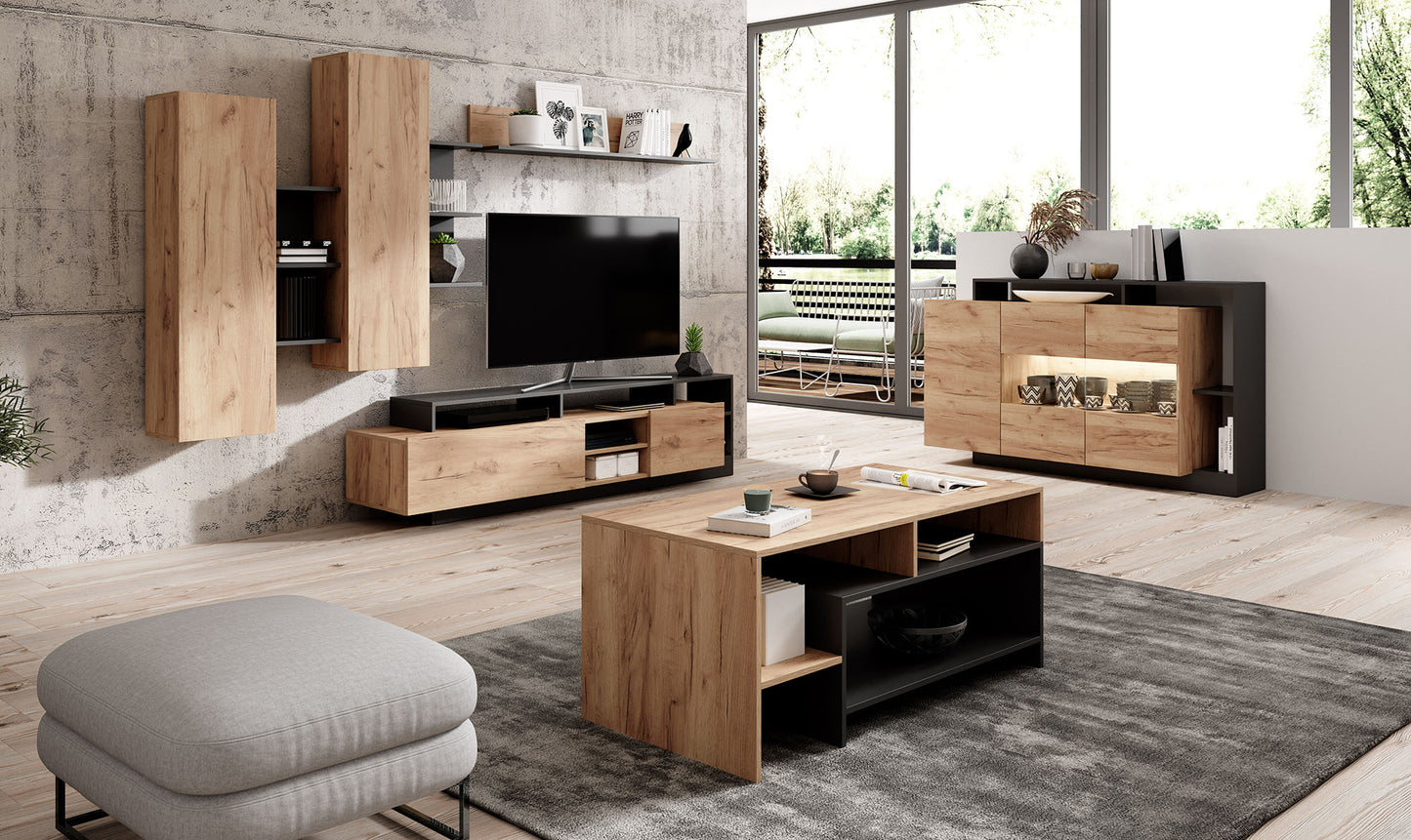 Kafijas galdiņš Aliva 120/60/53 cm antracīts/ozols - N1 Home