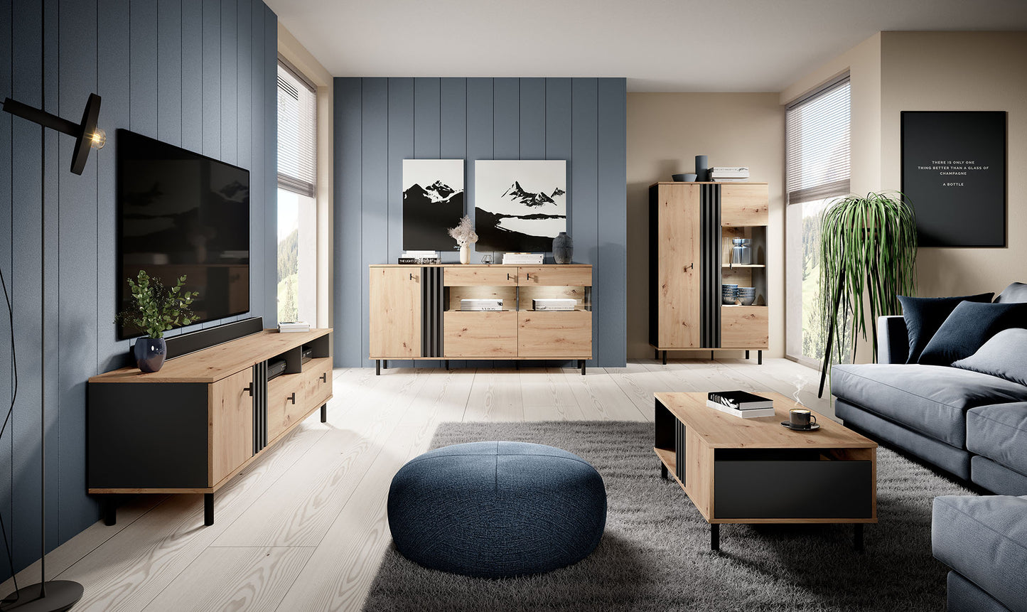 Kumode Madi  165/82/40 cm artizan ozols/antracīts - N1 Home