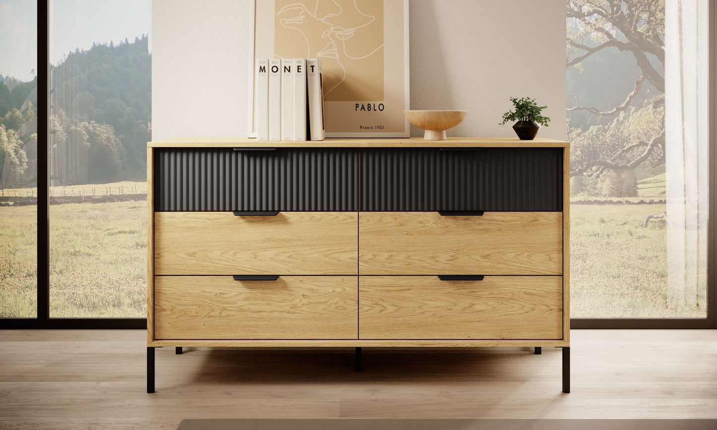 Kumode Balta 137/81/39 cm baltik ozols/melns - N1 Home