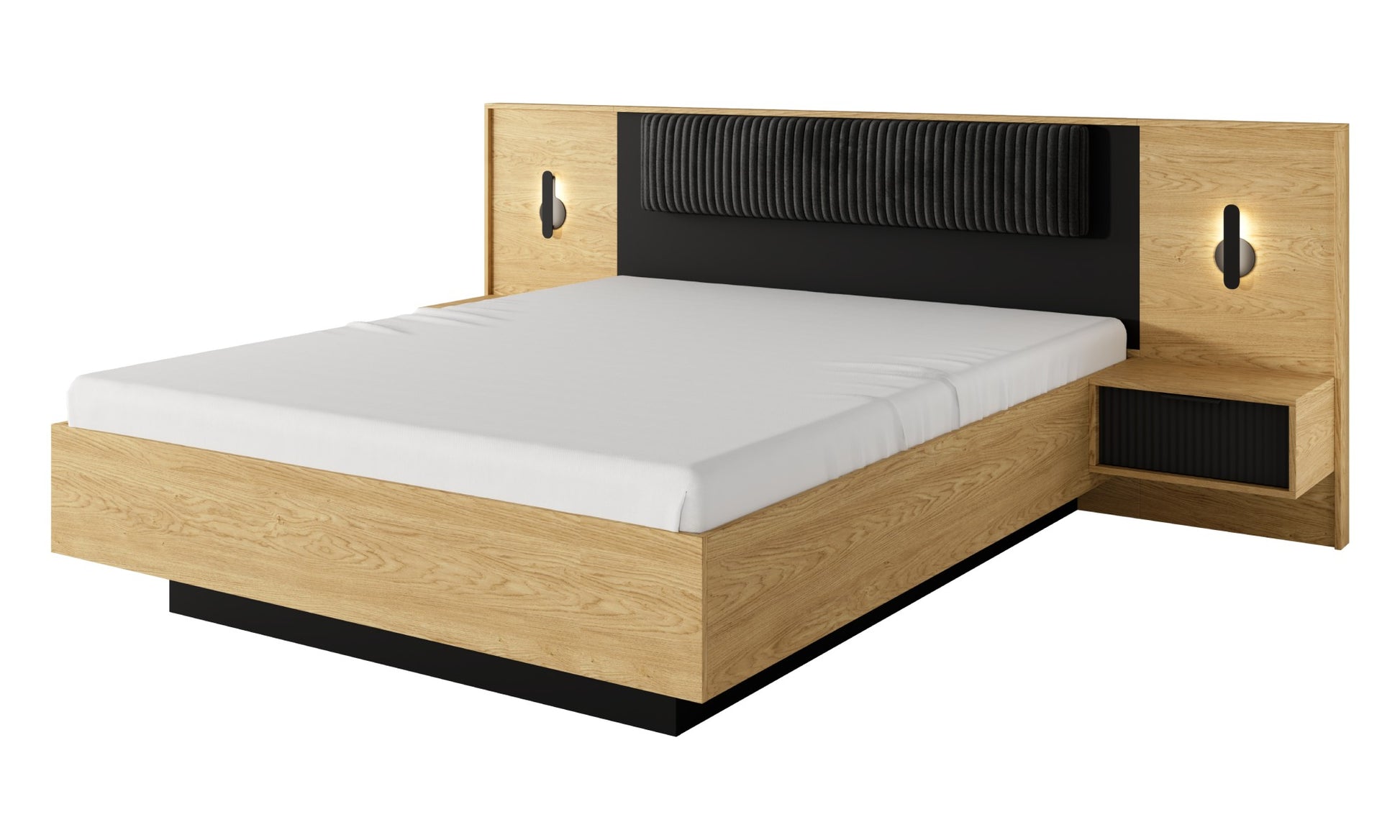 Gulta Balta 160/200 cm baltik ozols/melns - N1 Home