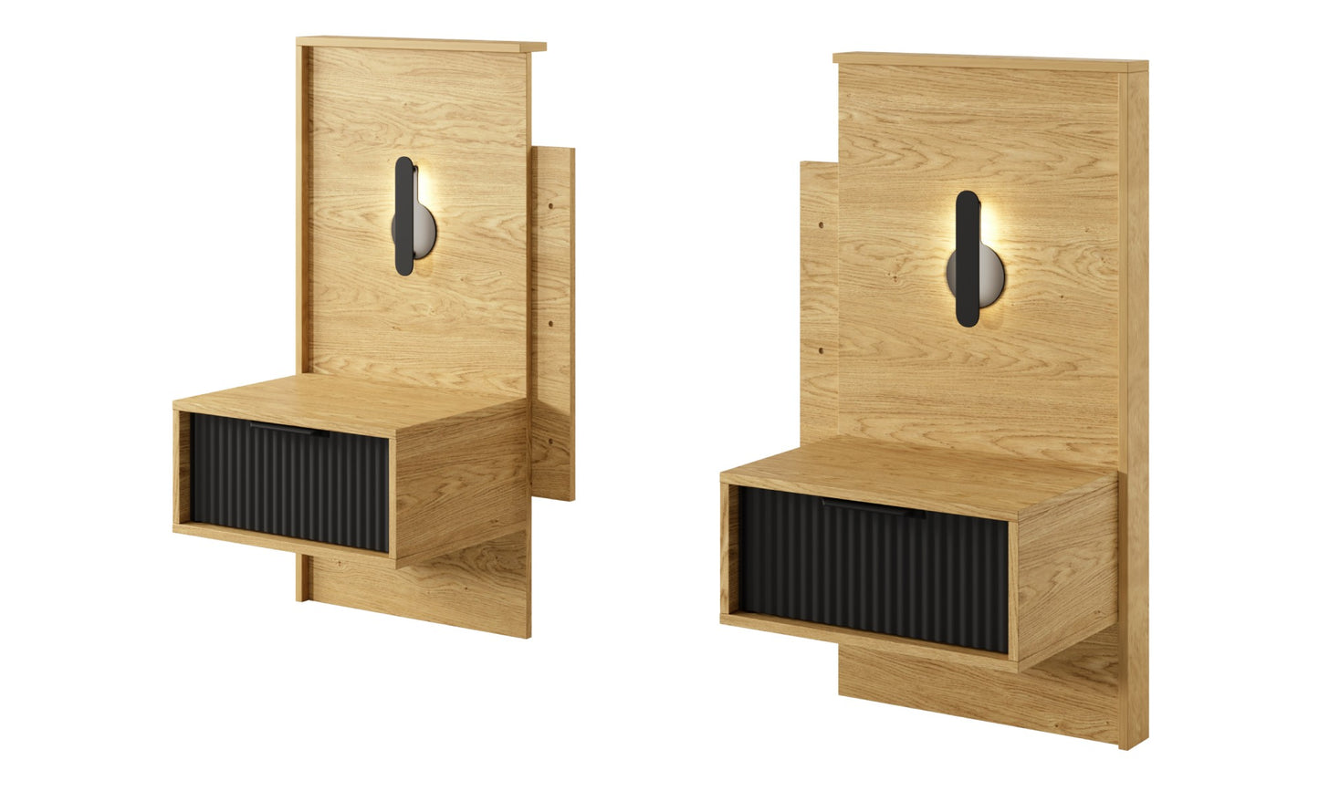 Naktsskapītis Balta 50/102/39 cm baltik ozols/melns - N1 Home